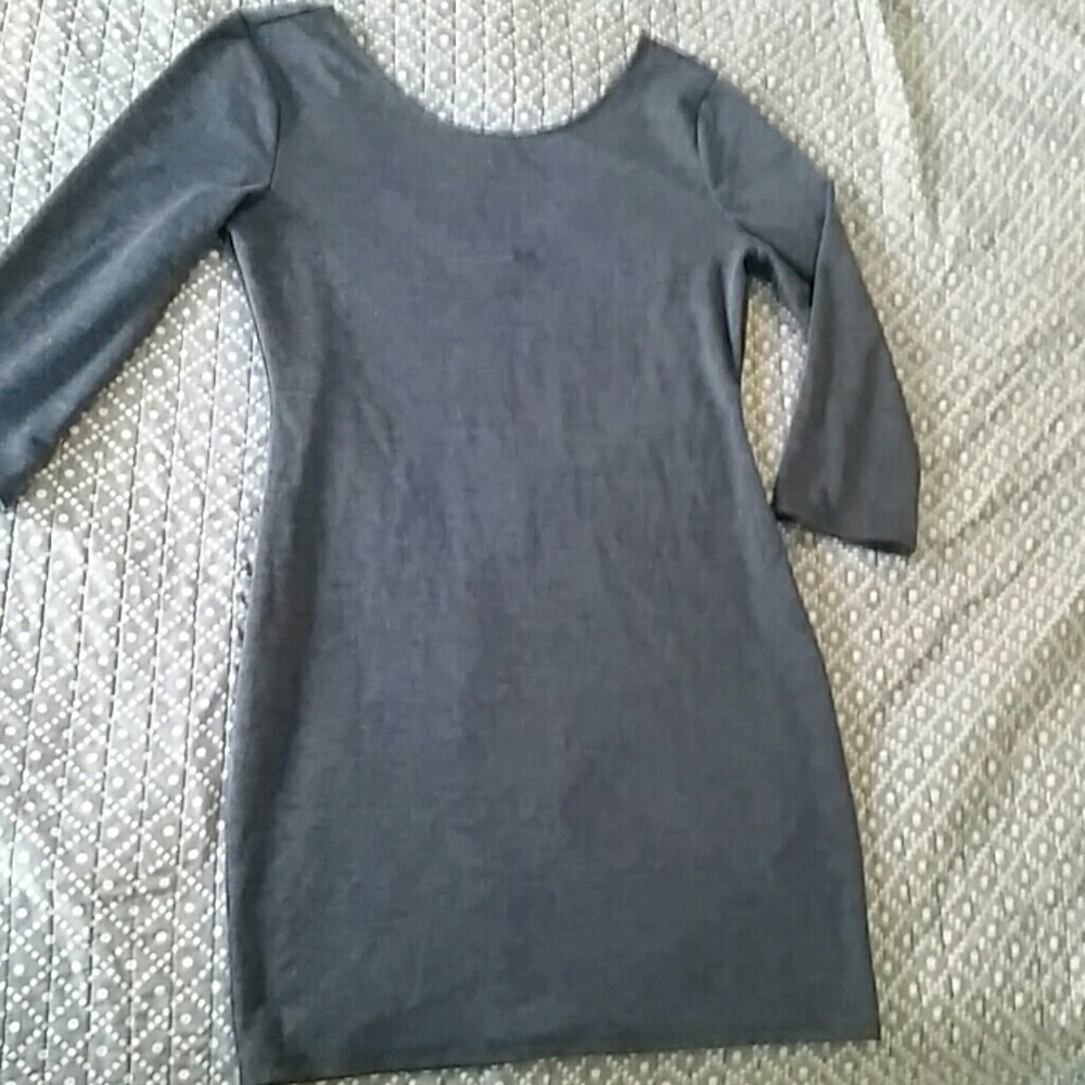 Heather gray 3/4 sleeve body con dress